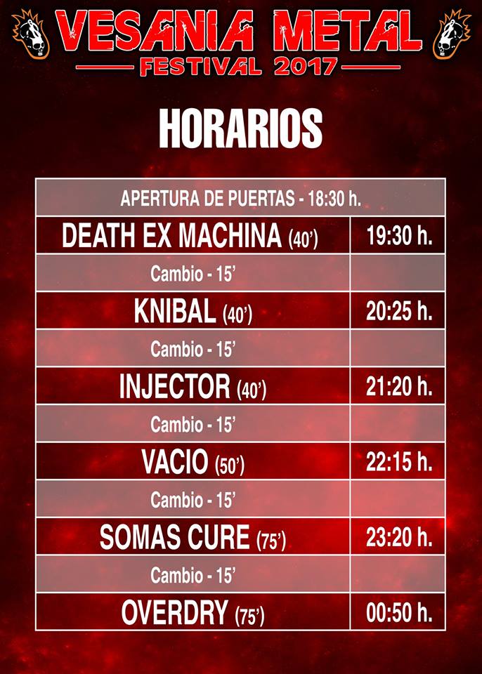vesania 2017 horarios